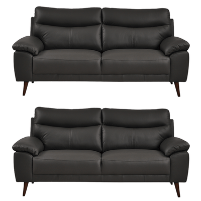 Vantage Genuine Leather Grey 3+3 Seater Sofa Set