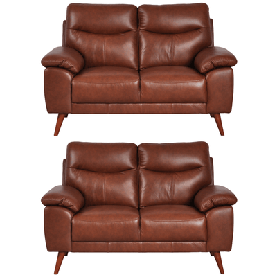 Vantage Genuine Leather Tan 2+2 Seater Sofa Set