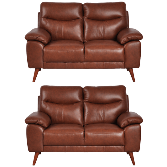 Vantage Tan 2+2 Sofa combo front facing on white background, showing cushions, clean lines, and