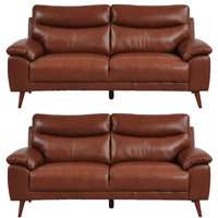 Vantage Genuine Leather Tan 3+3 Seater Sofa Set