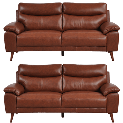 Vantage Genuine Leather Tan 3+3 Seater Sofa Set