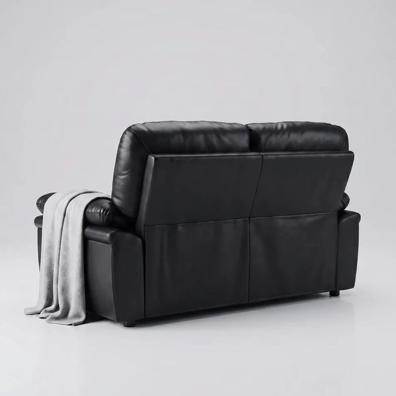 Verona Black Leather 2 Seater Sofa - Furniture Instore