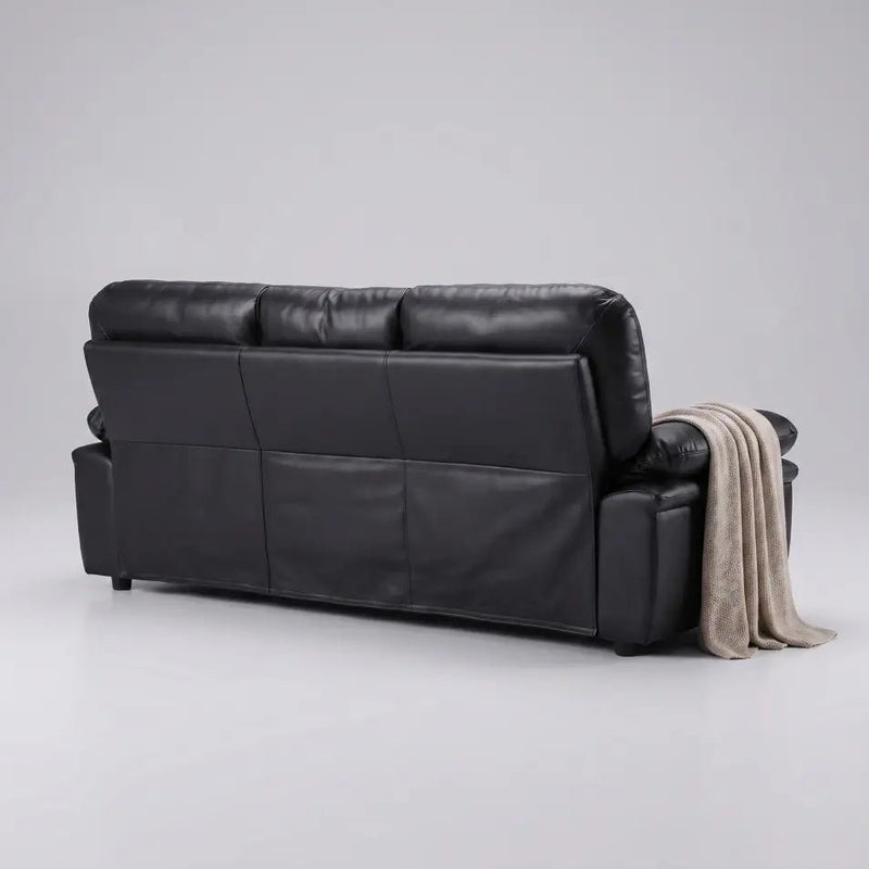 Verona Black Leather 3 Seater Sofa - Furniture Instore