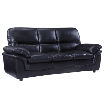 Verona Black Leather 3 Seater Sofa