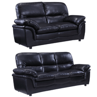 Verona Black Leather 3+2 Seater Sofa Set Collection