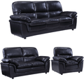 Verona Black Leather 3+2+1 Seater Sofa Set