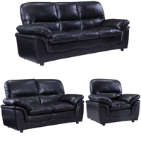 Verona Black Leather 3+2+1 Seater Sofa Set