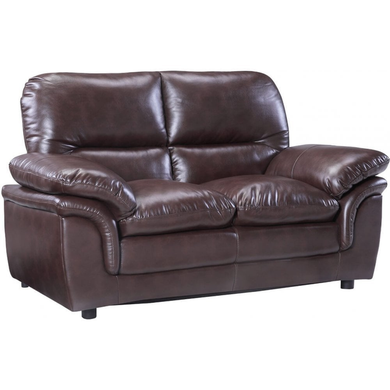 Brown leather loveseat sofa
