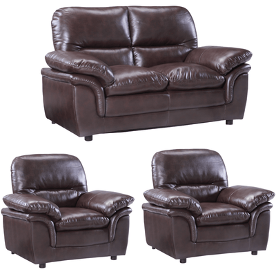 Verona Brown Leather 2+1+1 Seater Sofa Set