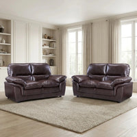 Verona Brown Leather 2+2 Seater Sofa Set Collection - Furniture Instore