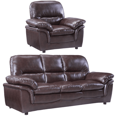 Verona Brown Leather 3+1 Seater Sofa Set
