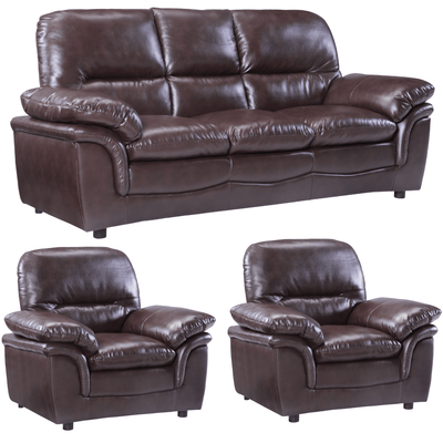 Verona Brown Leather 3+1+1 Seater Sofa Set