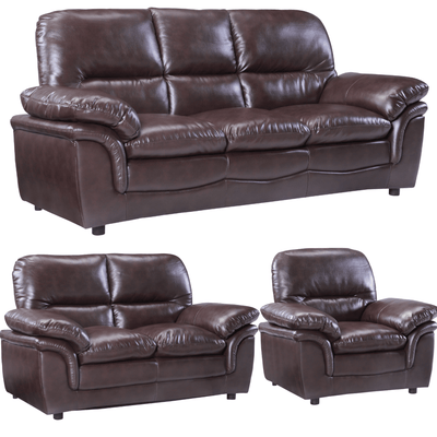 Verona Brown Leather 3+2+1 Seater Sofa Set