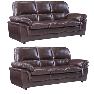 Verona Brown Leather 3+3 Seater Sofa Set