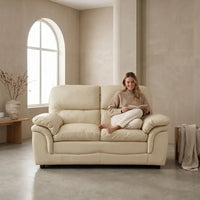 Verona Cream Leather 2 Seater Sofa - Furniture Instore