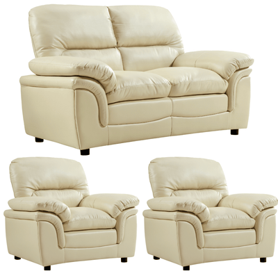 Verona Cream Leather 2+1+1 Seater Sofa Set