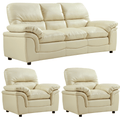 Verona Cream Leather Luxury 3+1+1 Seater Sofa Set