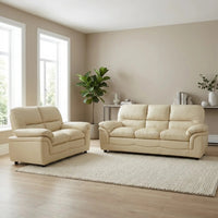 Verona Cream Leather 3+2 Seater Sofa Set – Stylish Comfort for Modern Living - Furniture Instore