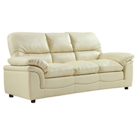 Verona Cream Leather 3 Seater Sofa