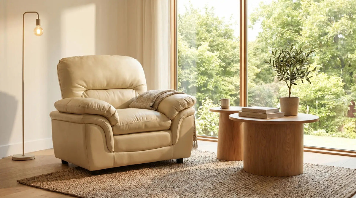 Verona Cream Leather Armchair - Furniture Instore
