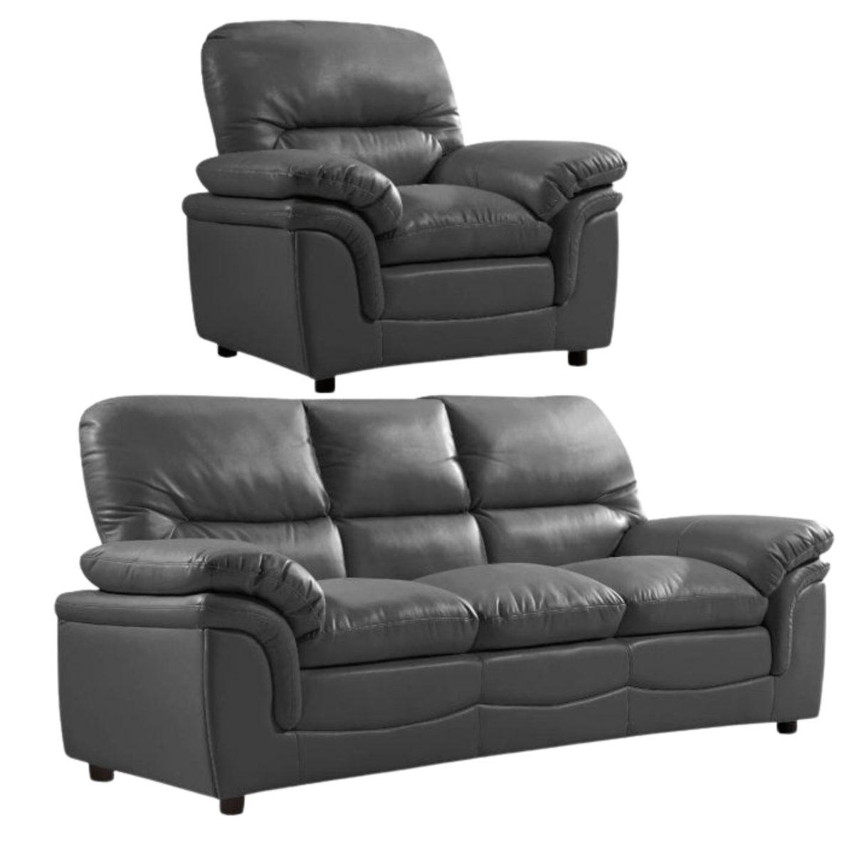 Gray leather recliner and sofa set