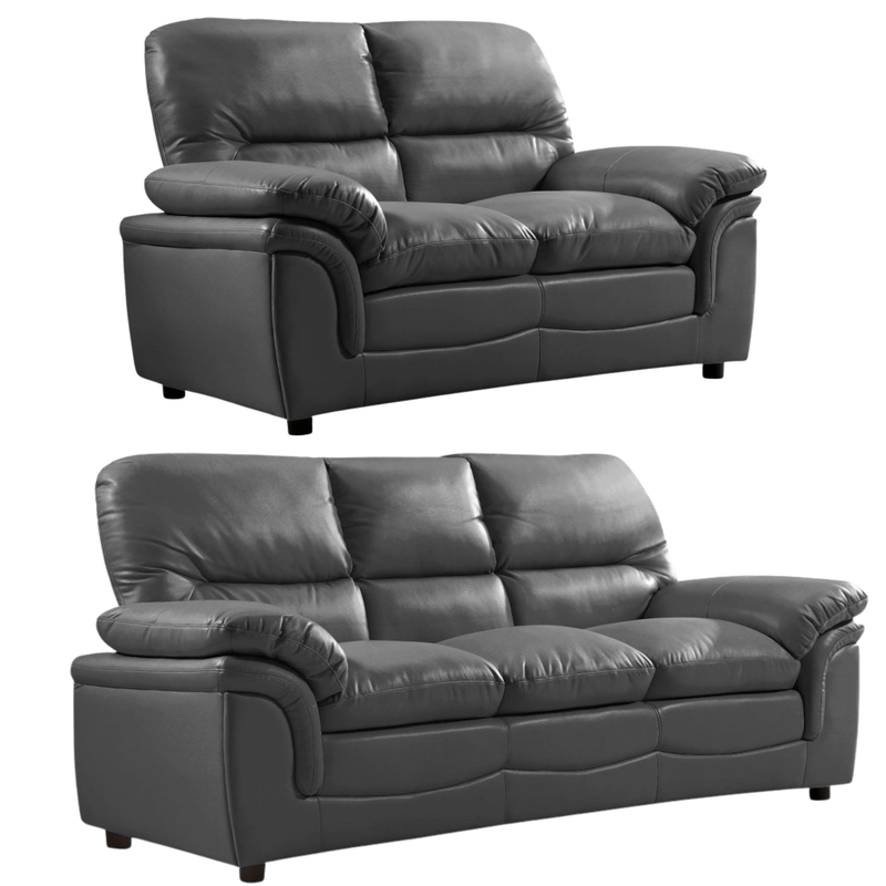 Verona grey leather sofa set