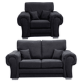 Verona High Back Black Fabric 2+1 Seater Sofa Set