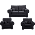 Verona High Back Black Fabric 2+1+1 Seater Sofa Set