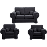 Verona High Back Black Fabric 2+1+1 Seater Sofa Set