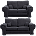 Verona High Back Black Fabric 3+2 Seater Sofa Set