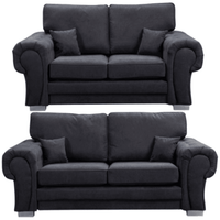 Verona High Back Black Fabric 3+2 Seater Sofa Set