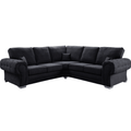 Verona High Back Black Fabric Corner Sofa