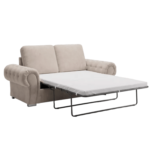 Verona High Back Cream Fabric 3 Seater Sofa Bed - Furniture Instore