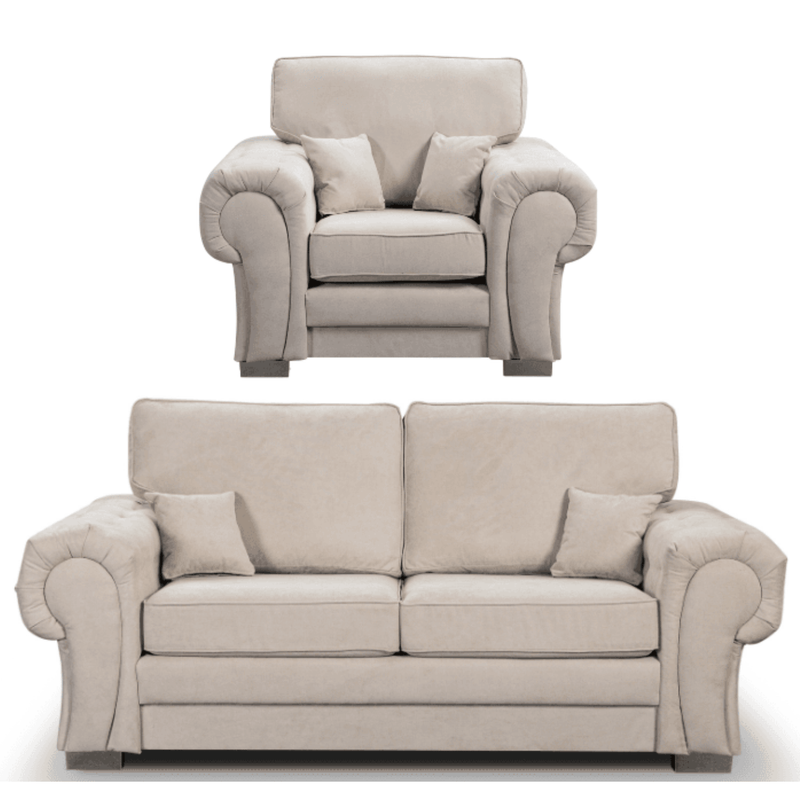 Verona high back cream fabric 3+1 sofa set, front facing on a white background
