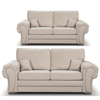 Verona High Back Cream Fabric 3+2 Seater Sofa Set
