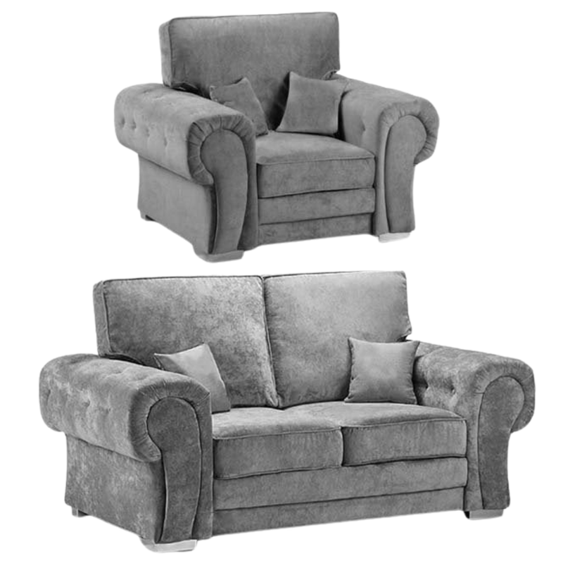 Verona High Back Grey 2+1 sofa set front facing on white background
