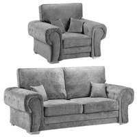 Verona High Back Grey Fabric 3+1 Seater Sofa Set