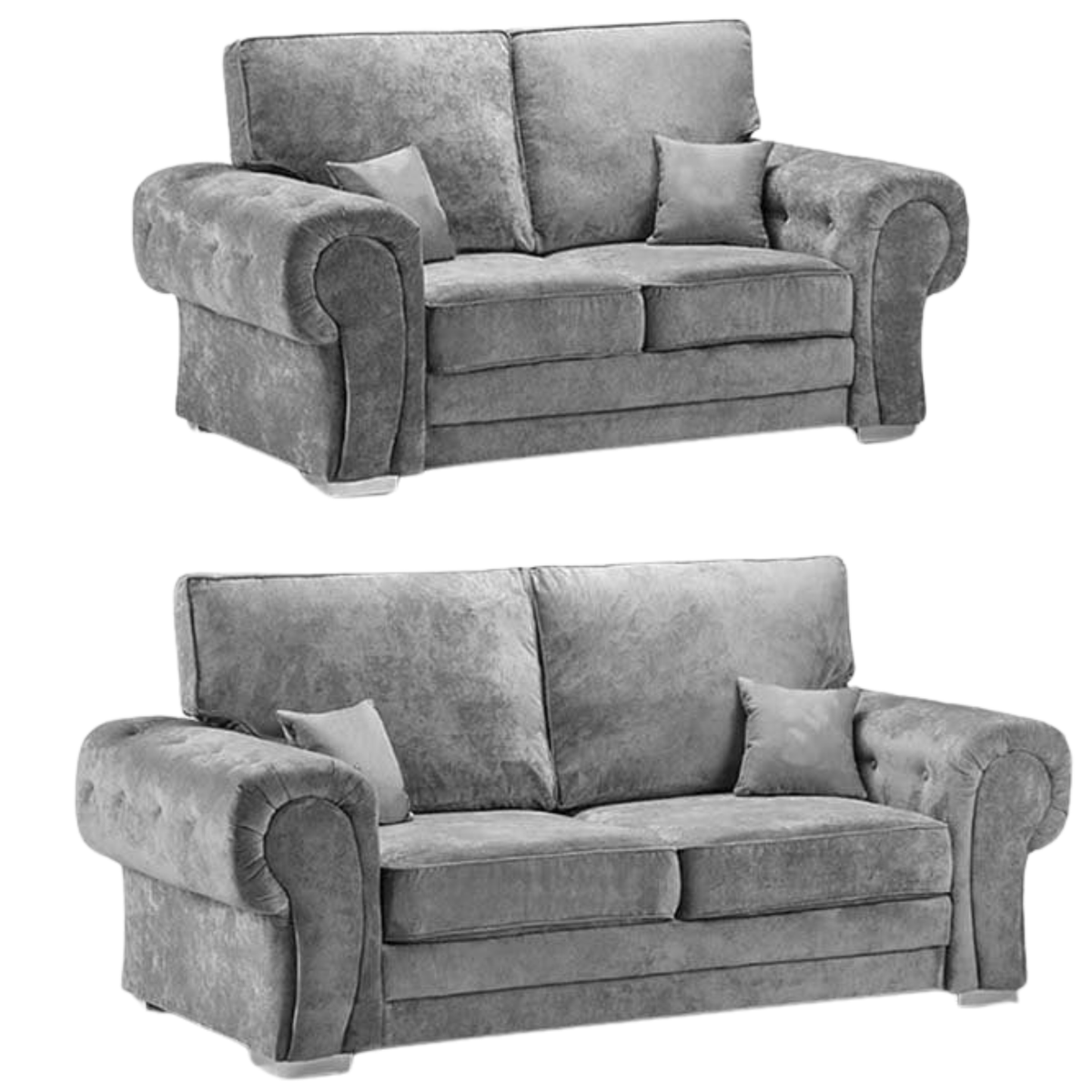 Verona High Back Grey 3+2 sofa set front facing on white background