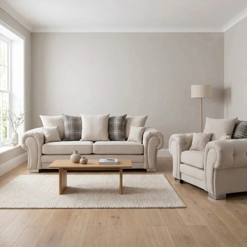 Verona Scatter Back Cream Fabric 3+1 Seater Sofa Set - Furniture Instore