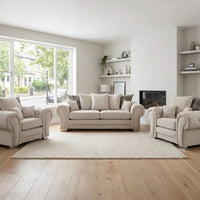 Verona Scatter Back Cream Fabric 3+1+1 Seater Sofa Set - Furniture Instore