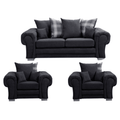 Verona Scatter Black Fabric 3+1+1 Seater Sofa Set