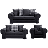 Verona Scatter Black Fabric 3+2+1 Seater Sofa Set