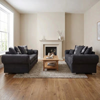 Verona Scatter Black Fabric 3+3 Seater Sofa Set - Furniture Instore