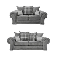 Verona Scatter Grey Fabric 3+2 Seater Sofa Set